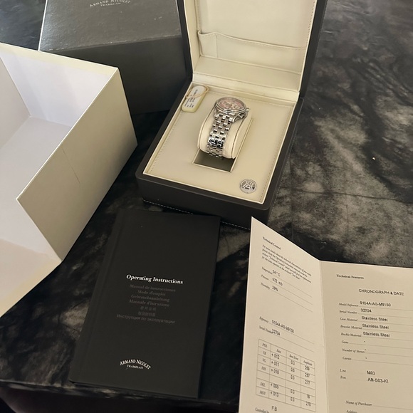 Brand new w box & papers Armand Nicolet Chronograph 9428A-AN-M9420 Stainless - Picture 4 of 11